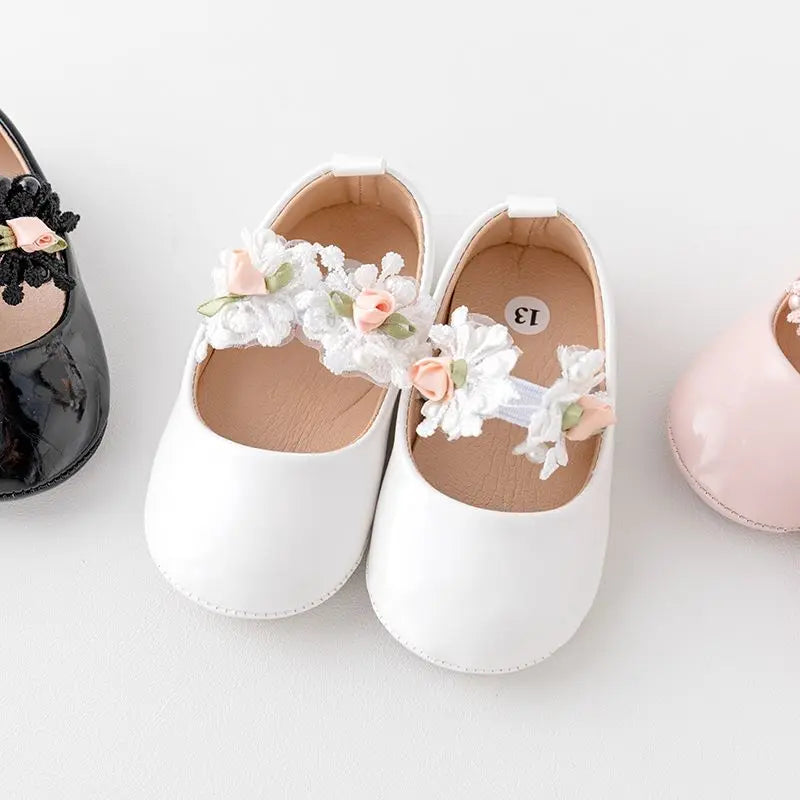 Premium Baby Girl Shoes Flower Mary Jane Style Anti Slip Sole For New Walkers - ToylandEU