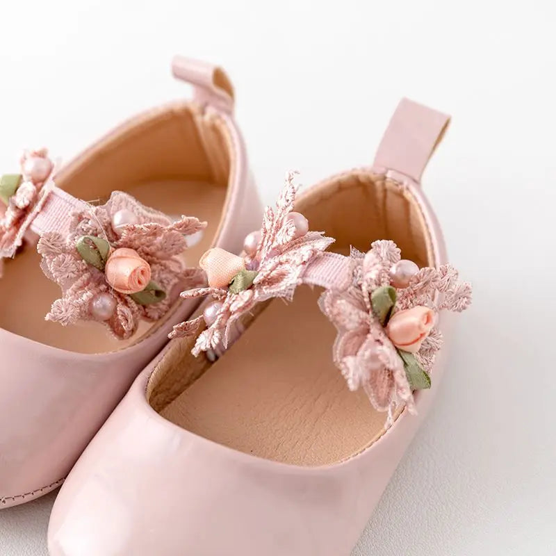 Premium Baby Girl Shoes Flower Mary Jane Style Anti Slip Sole For New Walkers - ToylandEU