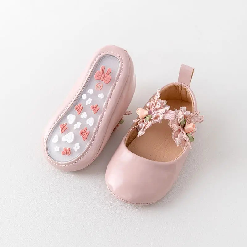 Premium Baby Girl Shoes Flower Mary Jane Style Anti Slip Sole For New Walkers - ToylandEU