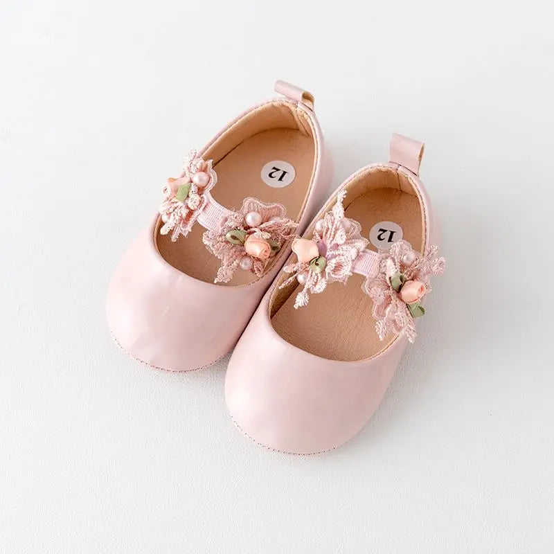 Premium Baby Girl Shoes Flower Mary Jane Style Anti Slip Sole For New Walkers - ToylandEU