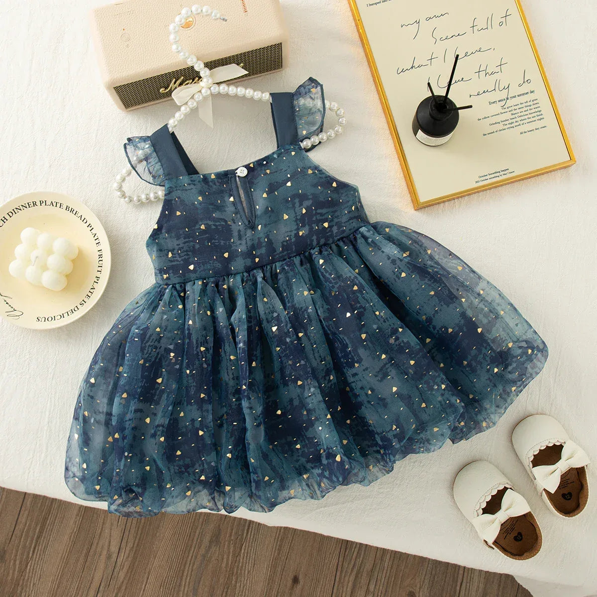 Premium Baby Girl Tulle Dress with Sequined Bow Sleeves for Summer Parties - ToylandEU