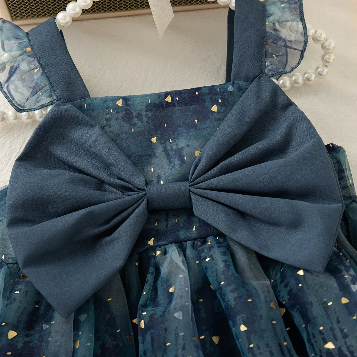 Premium Baby Girl Tulle Dress with Sequined Bow Sleeves for Summer Parties - ToylandEU