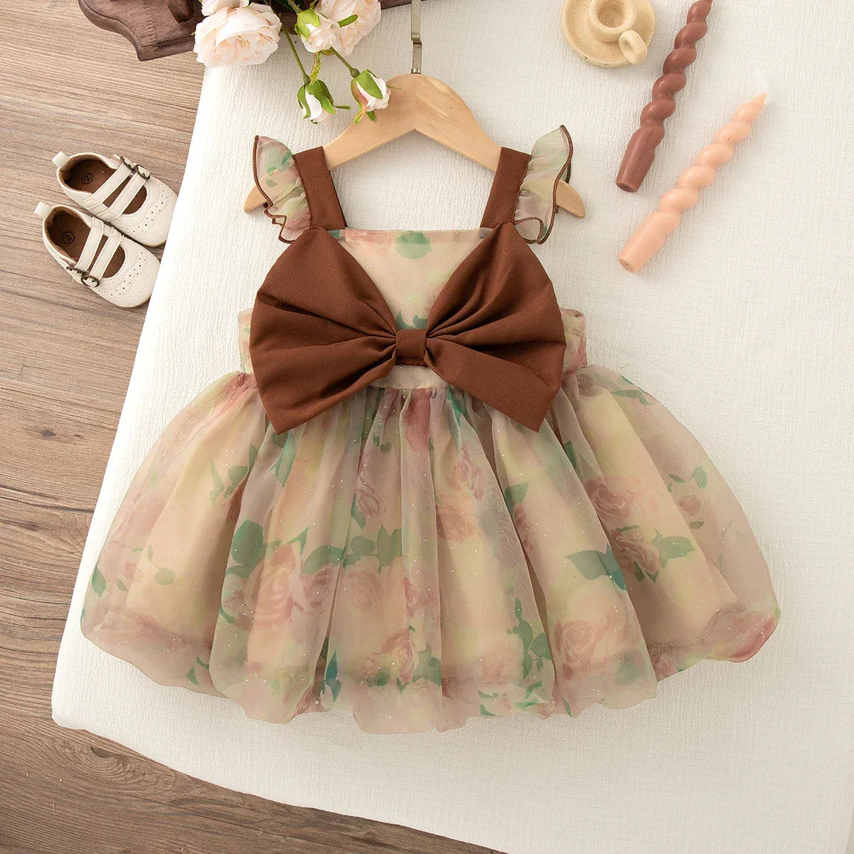 Premium Baby Girl Tulle Dress with Sequined Bow Sleeves for Summer Parties - ToylandEU