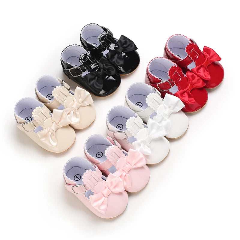 Premium Baby Girls Shoes Classic Bowknot Anti Slip Rubber Sole First Walker - ToylandEU