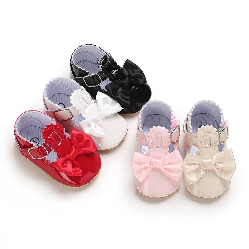 Premium Baby Girls Shoes Classic Bowknot Anti Slip Rubber Sole First Walker - ToylandEU