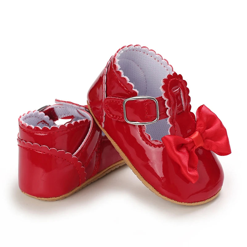 Premium Baby Girls Shoes Classic Bowknot Anti Slip Rubber Sole First Walker - ToylandEU