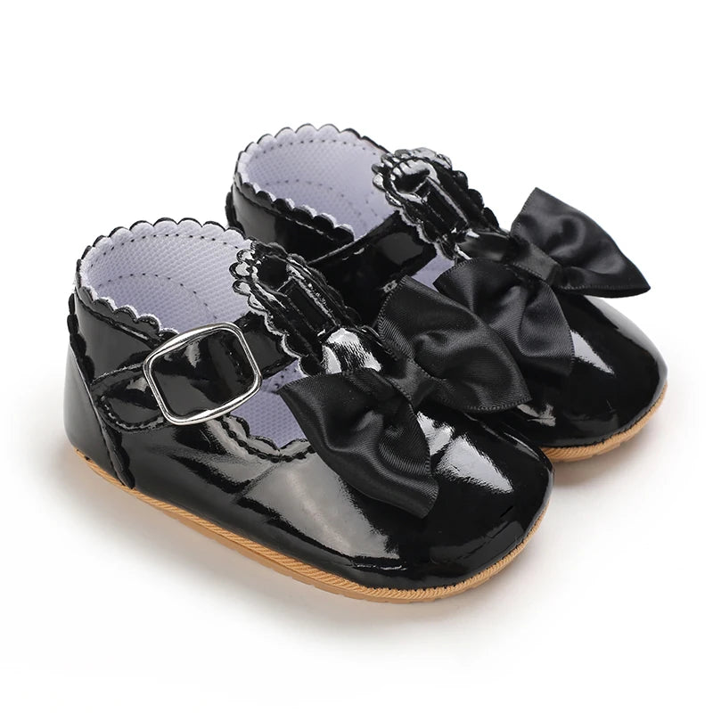 Premium Baby Girls Shoes Classic Bowknot Anti Slip Rubber Sole First Walker - ToylandEU