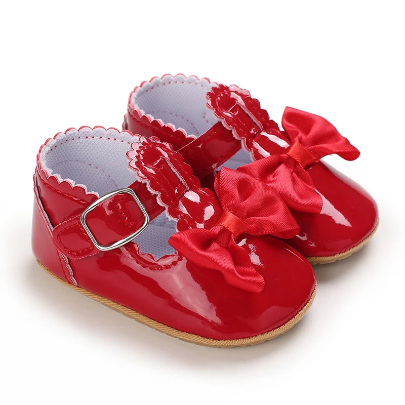 Premium Baby Girls Shoes Classic Bowknot Anti Slip Rubber Sole First Walker - ToylandEU