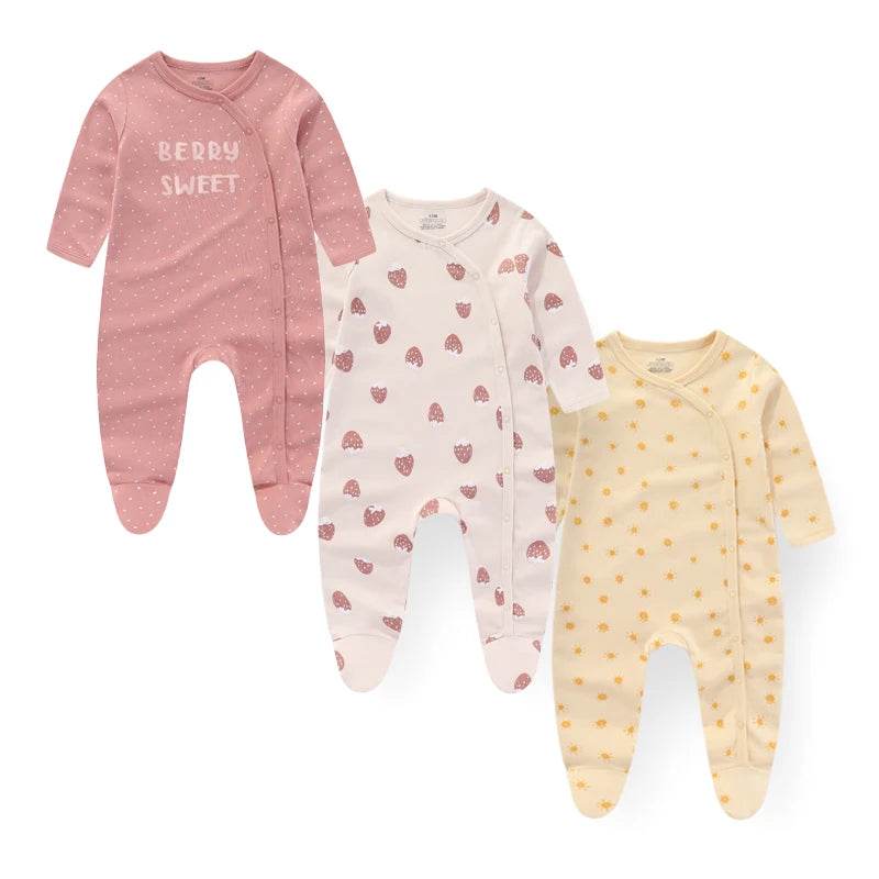 Premium Baby Rompers 3 Pcs Lot Autumn Winter Long Sleeve Cotton Soft For Newborns - ToylandEU