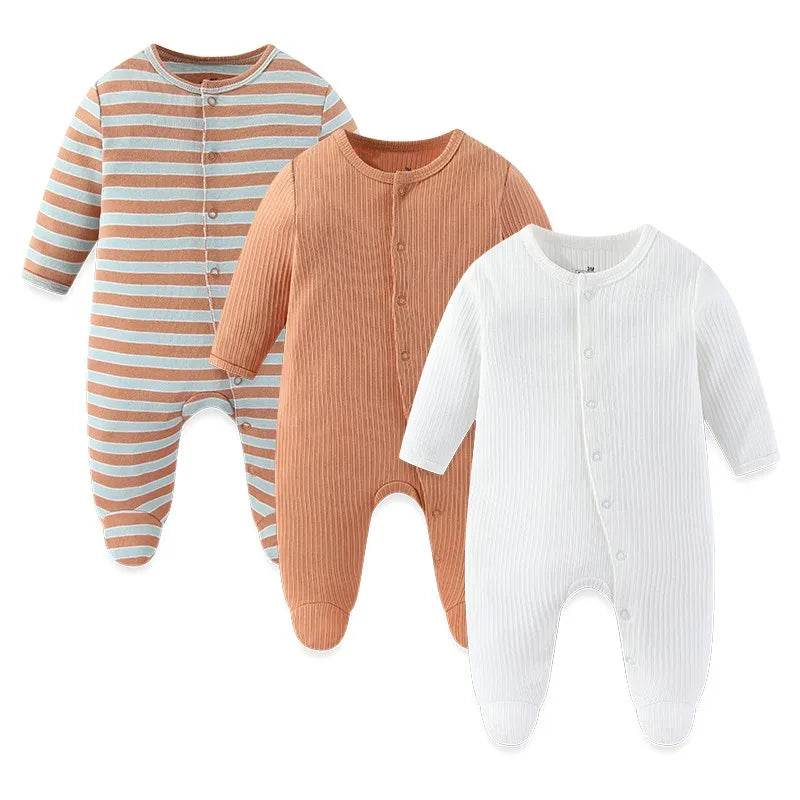 Premium Baby Rompers 3 Pcs Lot Autumn Winter Long Sleeve Cotton Soft For Newborns - ToylandEU