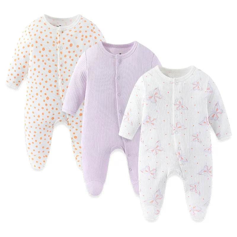 Premium Baby Rompers 3 Pcs Lot Autumn Winter Long Sleeve Cotton Soft For Newborns - ToylandEU