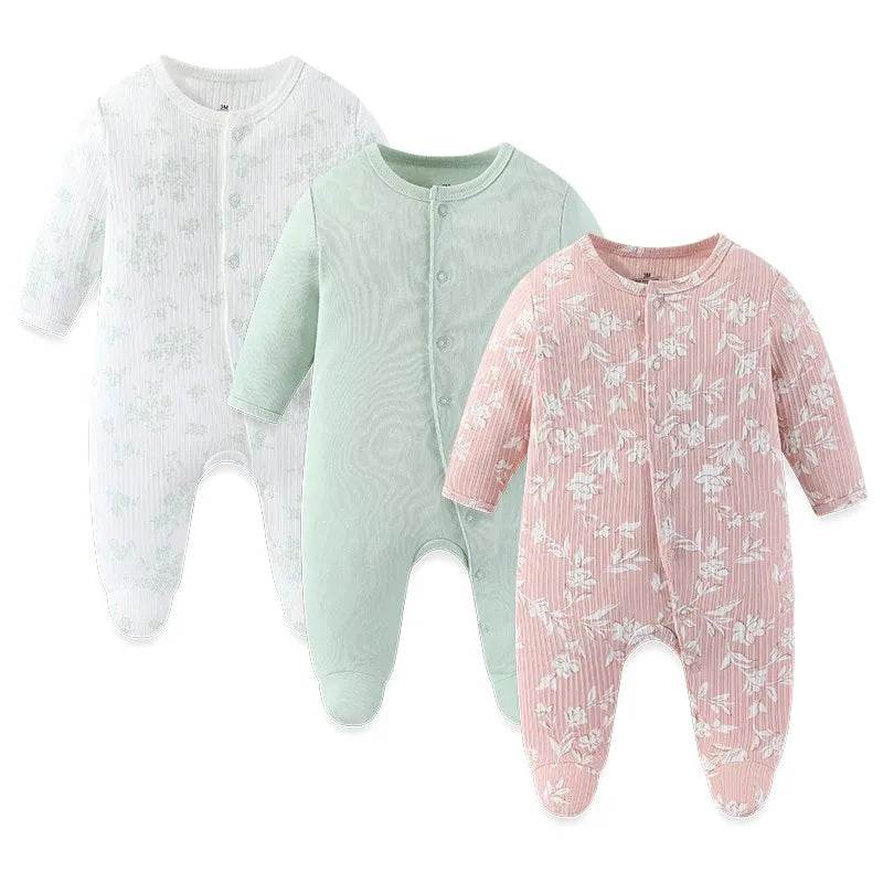 Premium Baby Rompers 3 Pcs Lot Autumn Winter Long Sleeve Cotton Soft For Newborns - ToylandEU