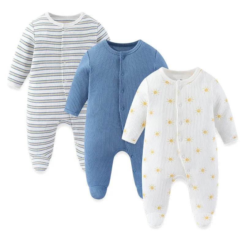 Premium Baby Rompers 3 Pcs Lot Autumn Winter Long Sleeve Cotton Soft For Newborns - ToylandEU