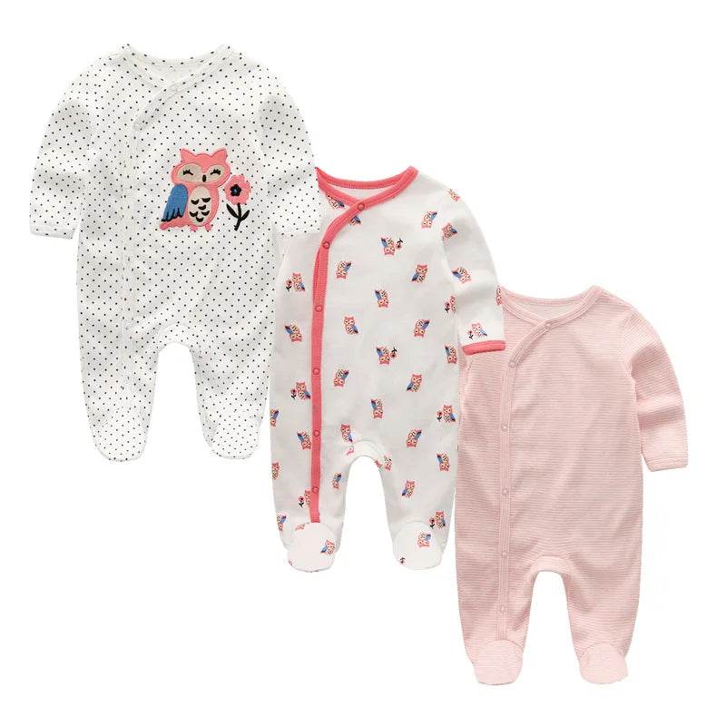 Premium Baby Rompers 3 Pcs Lot Autumn Winter Long Sleeve Cotton Soft For Newborns - ToylandEU