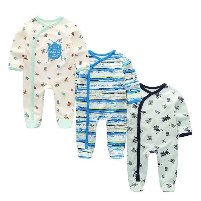 Premium Baby Rompers 3 Pcs Lot Autumn Winter Long Sleeve Cotton Soft For Newborns - ToylandEU
