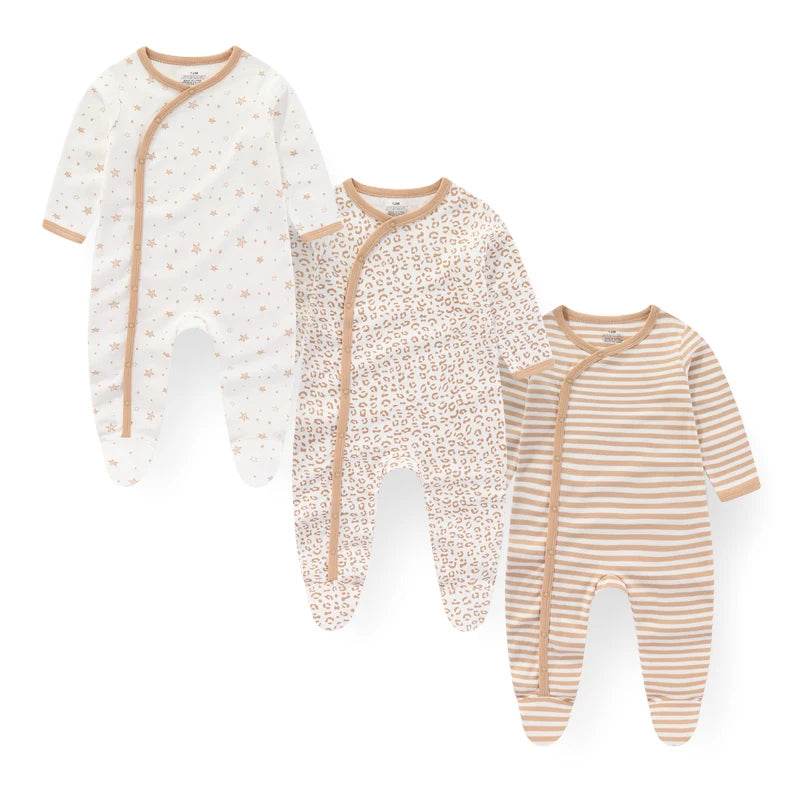 Premium Baby Rompers 3 Pcs Lot Autumn Winter Long Sleeve Cotton Soft For Newborns - ToylandEU