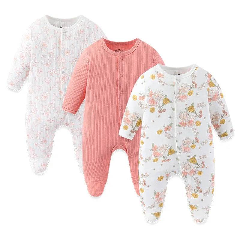 Premium Baby Rompers 3 Pcs Lot Autumn Winter Long Sleeve Cotton Soft For Newborns - ToylandEU