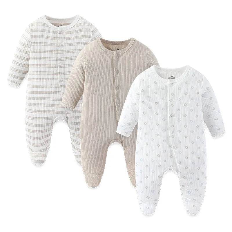 Premium Baby Rompers 3 Pcs Lot Autumn Winter Long Sleeve Cotton Soft For Newborns - ToylandEU