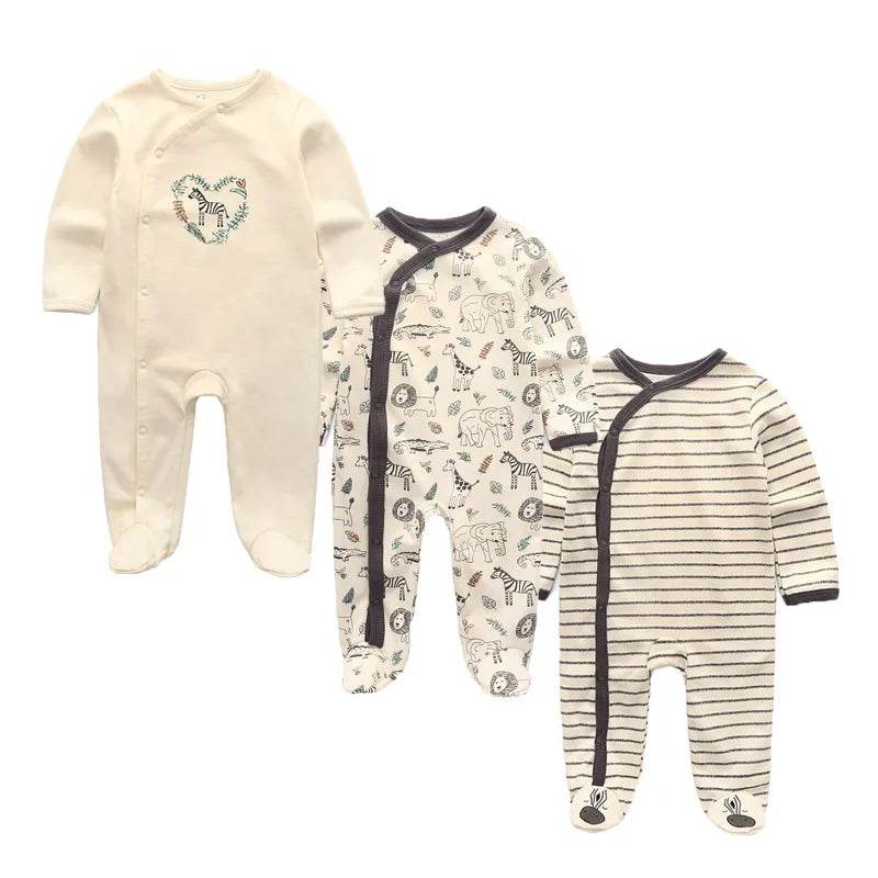 Premium Baby Rompers 3 Pcs Lot Autumn Winter Long Sleeve Cotton Soft For Newborns - ToylandEU