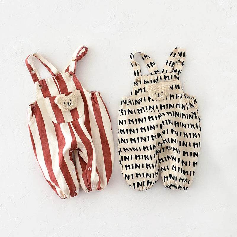Premium Baby Rompers Striped Bear Doll Print On Soft Cotton Material For 0 To 24 Months - ToylandEU