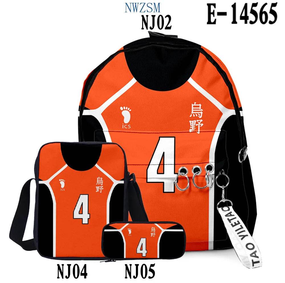 Premium Backpack Set Haikyuu Anime 3D Design Unisex - ToylandEU