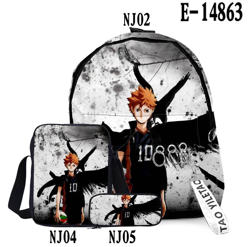 Premium Backpack Set Haikyuu Anime 3D Design Unisex - ToylandEU