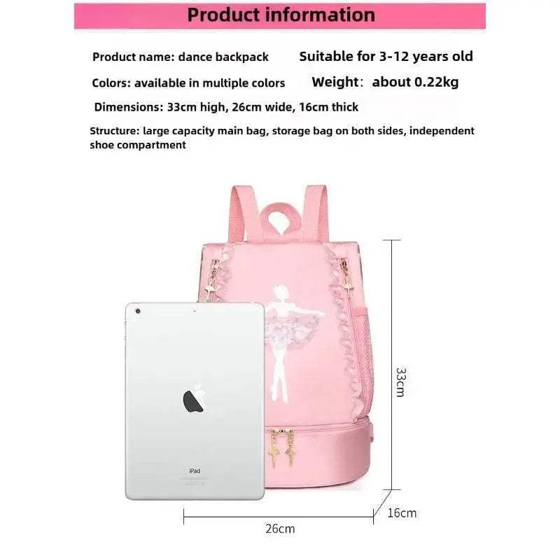Premium Ballet School Backpack Waterproof Cartoon Princess Design For Girls Ages 4 To 6 Lightweight And Comfortable - ToylandEU