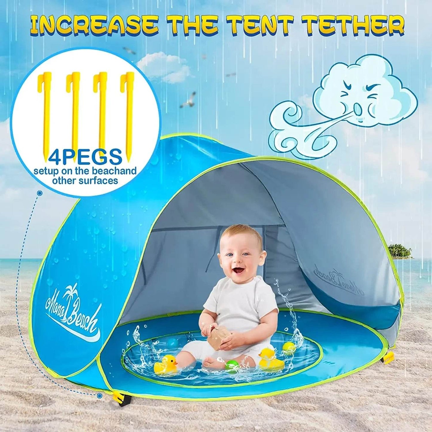 Premium Beach Tent Sun Shelter UV Protection For Kids - ToylandEU