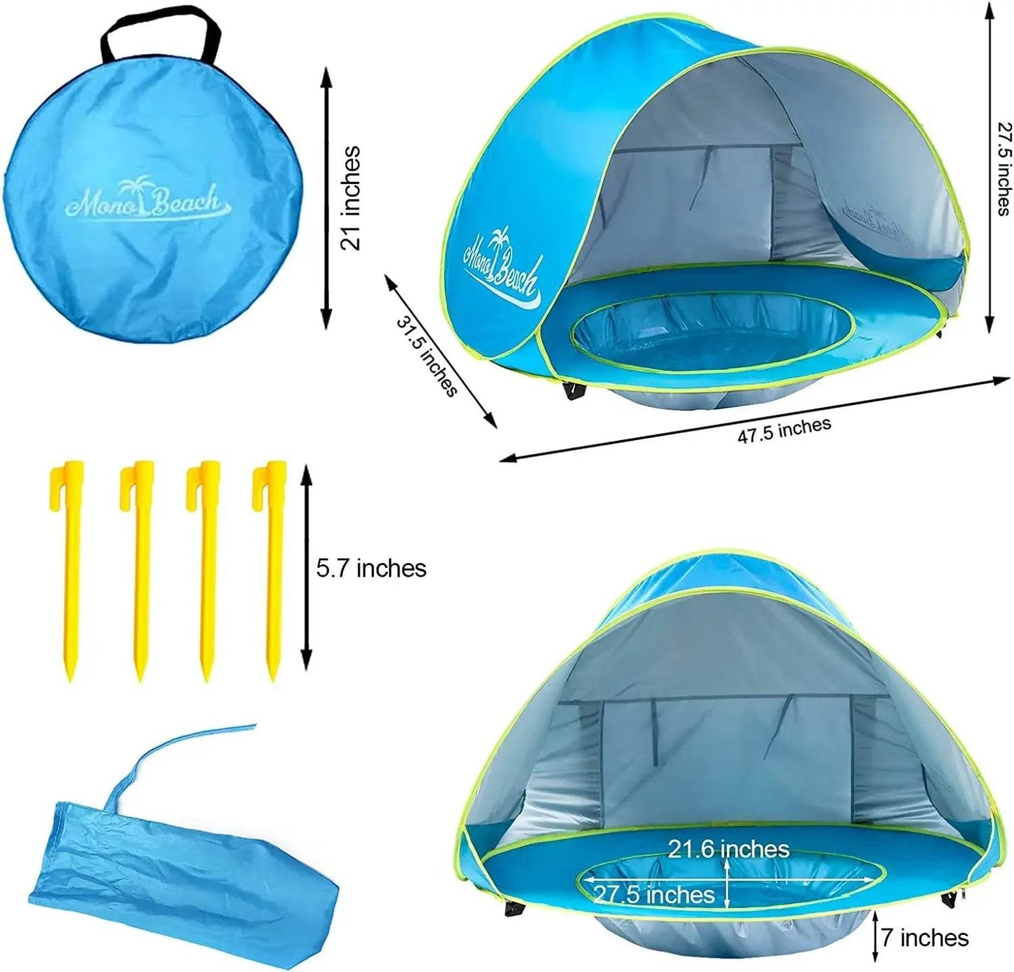 Premium Beach Tent Sun Shelter UV Protection For Kids - ToylandEU