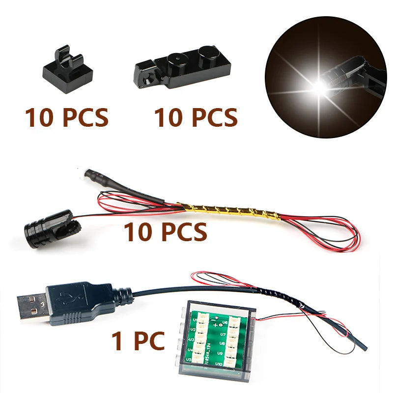 Premium Black Building Block LED Spotlight Kit 10Pcs SelfLocking MOC Light For DIY Home Projects - ToylandEU