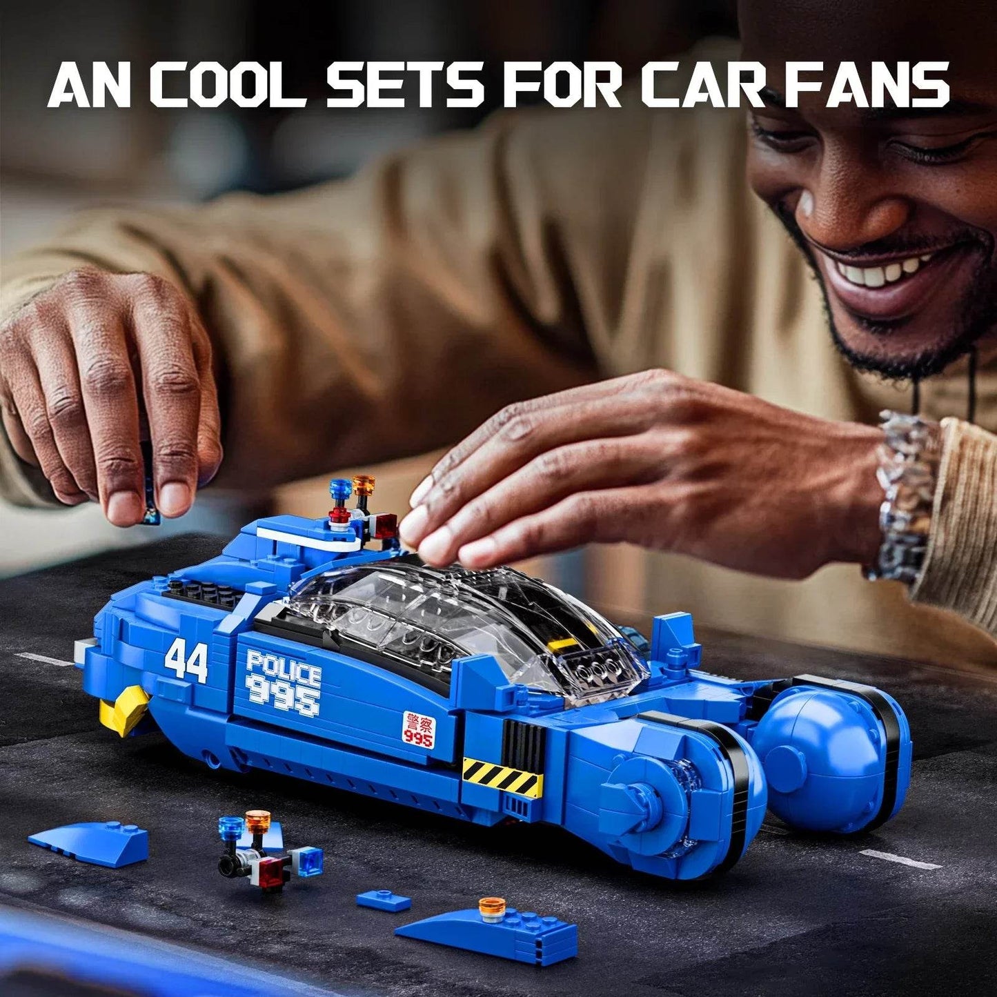 Premium Blocks Kit Blue Spinner Vehicle Display Sci Fi Fans - ToylandEU