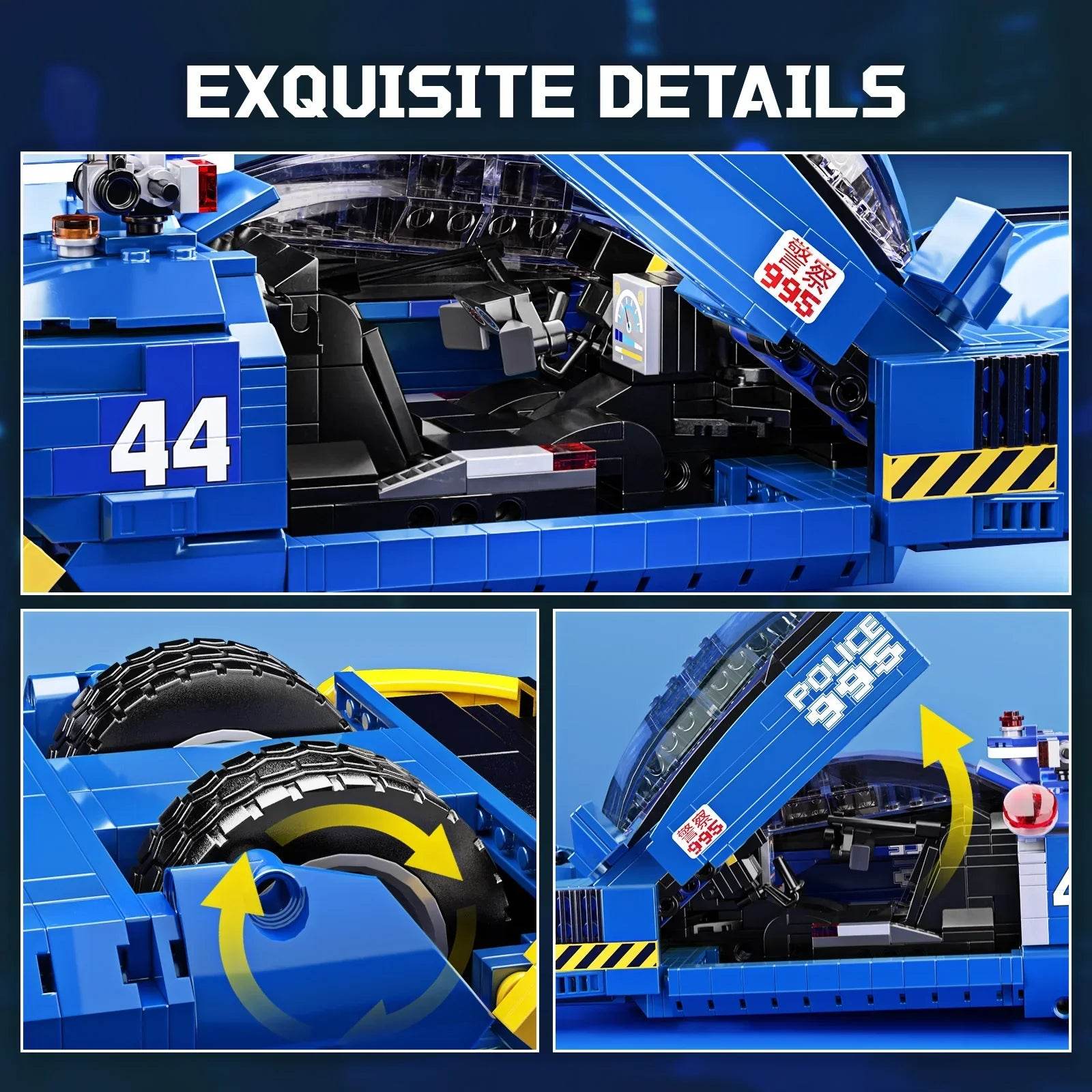 Premium Blocks Kit Blue Spinner Vehicle Display Sci Fi Fans - ToylandEU