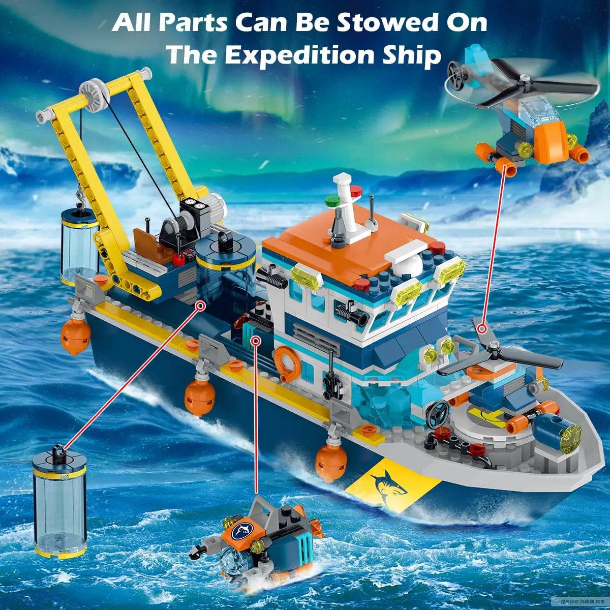 Premium Boat Building Set With LED Arctic Explorer For Kids - ToylandEU