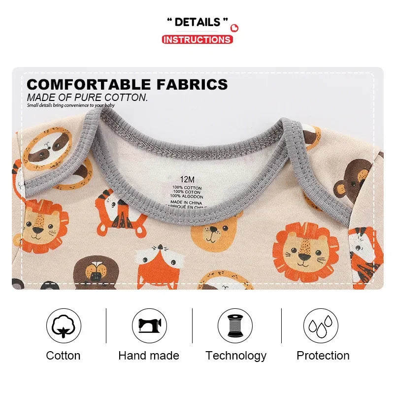 Premium Bodysuits 4 Piece Cartoon Set 100 Percent Cotton For Unisex Newborns - ToylandEU