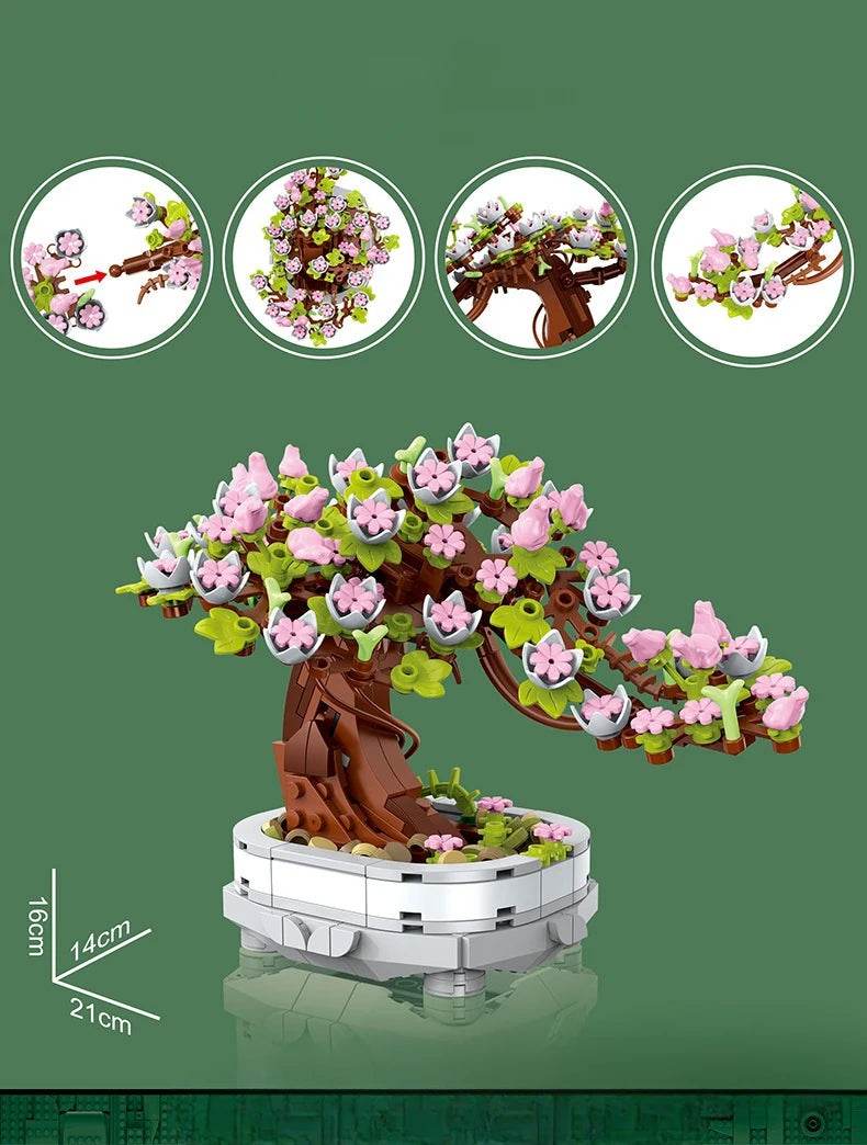 Premium Bonsai Blocks 462PCS Cherry Blossom Tree Decor - ToylandEU