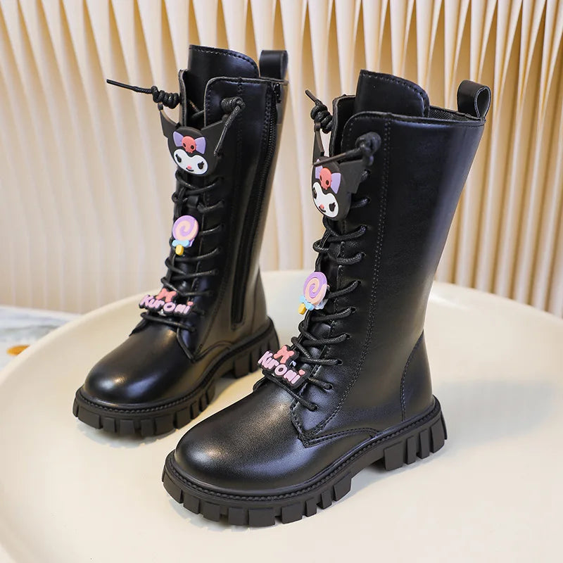 Premium Boots Sanrio Kuromi Leather Long Soft Soles For Girls - ToylandEU