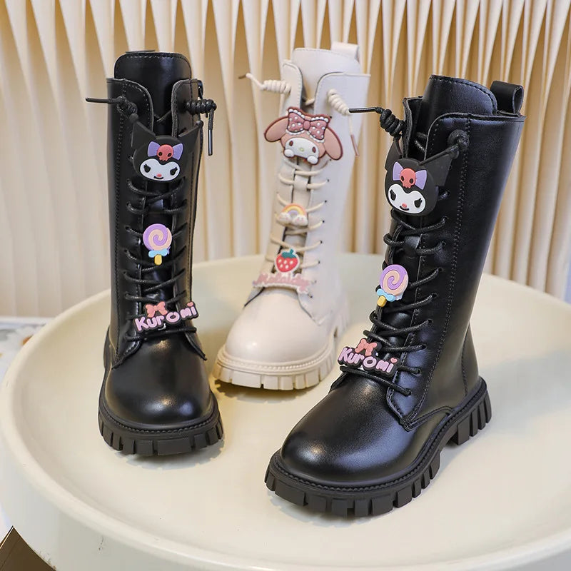Premium Boots Sanrio Kuromi Leather Long Soft Soles For Girls - ToylandEU