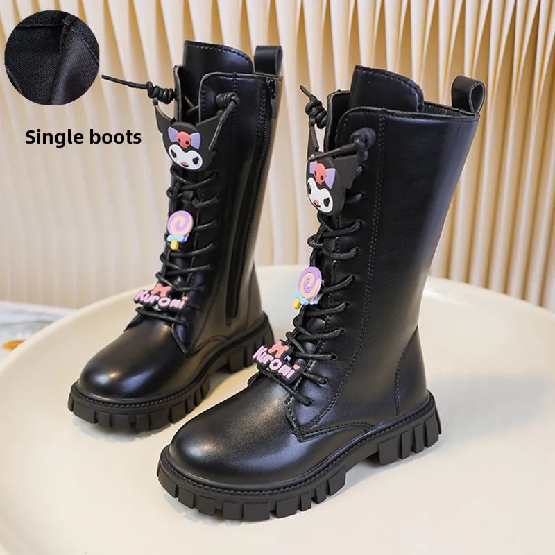 Premium Boots Sanrio Kuromi Leather Long Soft Soles For Girls - ToylandEU