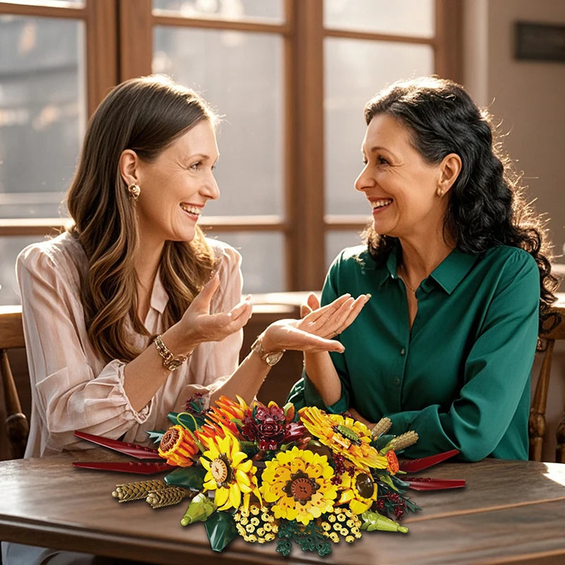 Premium Bouquet Sunflower Building Blocks Set 1088 Pcs DIY Bonsai Pot For Kids Teens Adults - ToylandEU