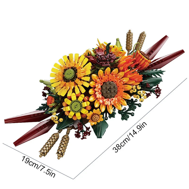 Premium Bouquet Sunflower Building Blocks Set 1088 Pcs DIY Bonsai Pot For Kids Teens Adults - ToylandEU