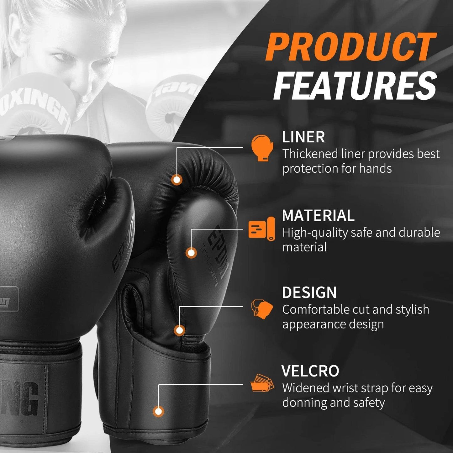 Premium Boxing Gloves PU Leather Muay Thai Unisex Training - ToylandEU