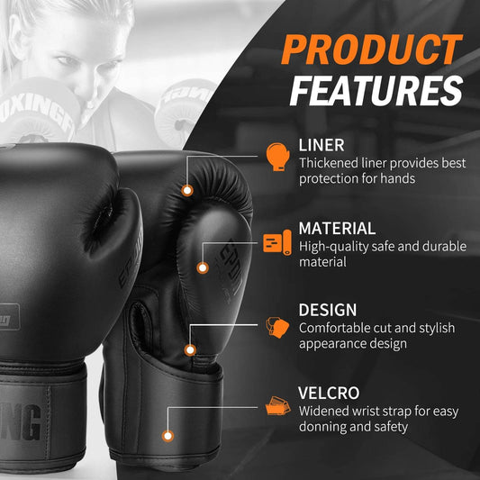 Premium Boxing Gloves PU Leather Muay Thai Unisex Training - ToylandEU