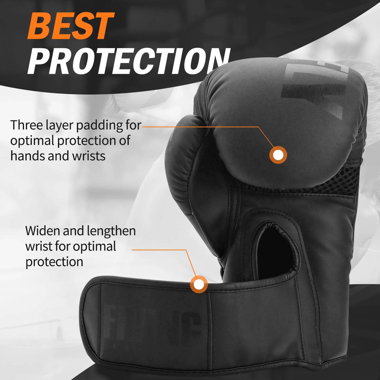 Premium Boxing Gloves PU Leather Muay Thai Unisex Training - ToylandEU