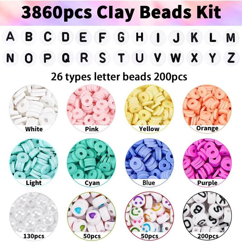 Premium Bracelet Kit Flat Clay Beads Acrylic Letters Teen - ToylandEU