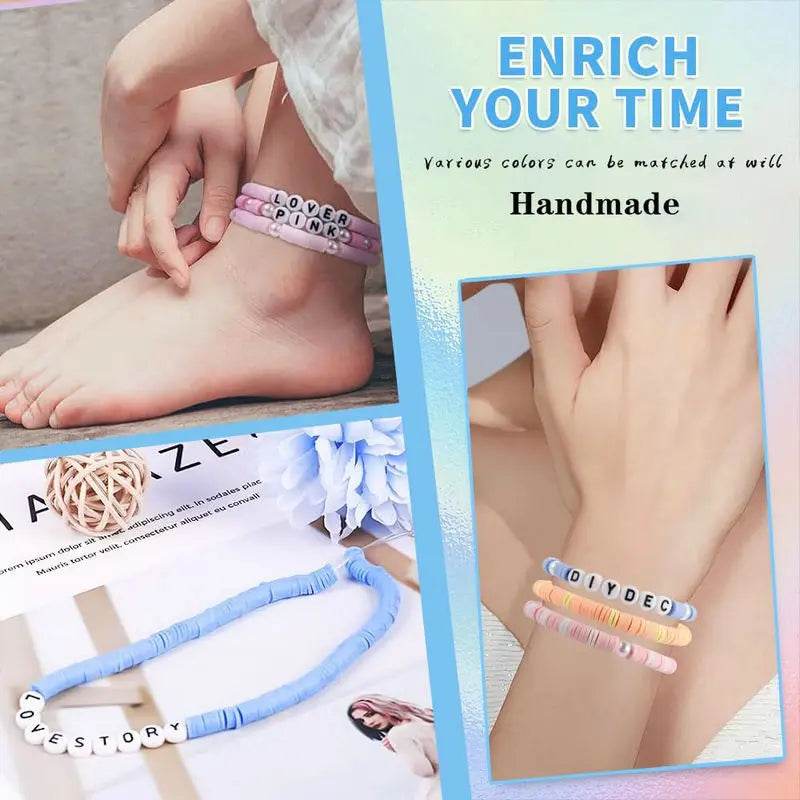 Premium Bracelet Kit Flat Clay Beads Acrylic Letters Teen - ToylandEU