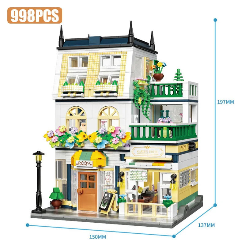 Premium Building Block Architecture Model Three Story Garden Manor Self Locking Bricks For Adults 18 Plus - ToylandEU
