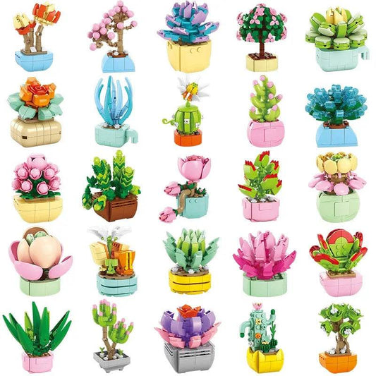 Premium Building Block Flower Succulent Model Desk Decor - ToylandEU