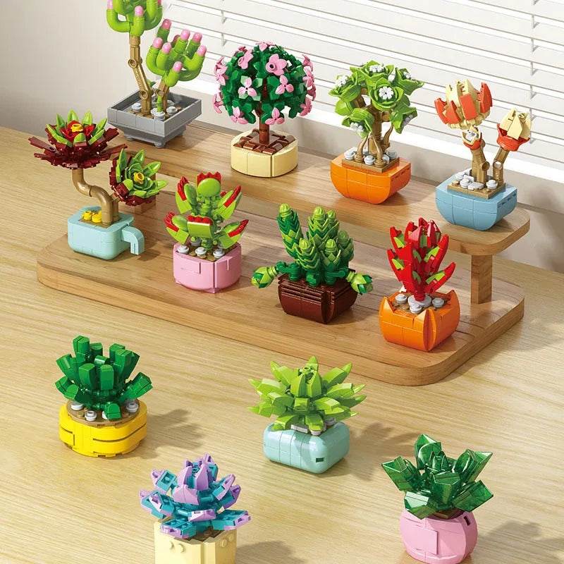Premium Building Block Flower Succulent Model Desk Decor - ToylandEU