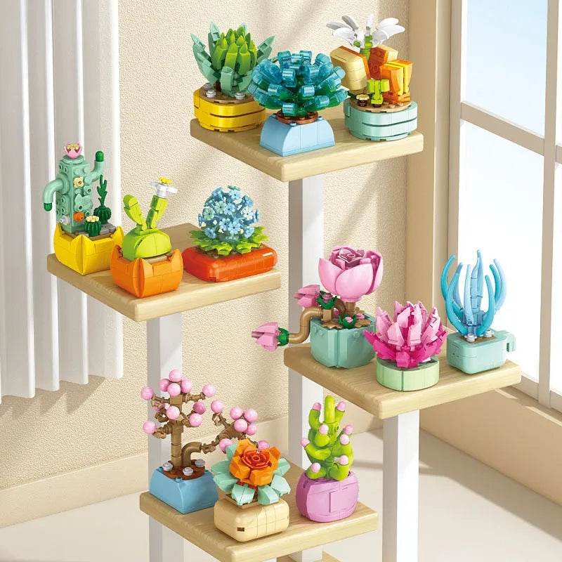 Premium Building Block Flower Succulent Model Desk Decor - ToylandEU