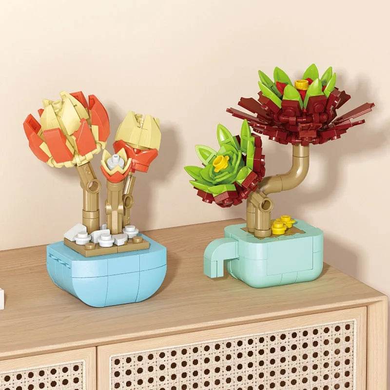 Premium Building Block Flower Succulent Model Desk Decor - ToylandEU
